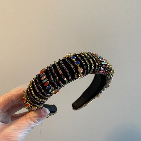 Multi coloured headband with crystals
